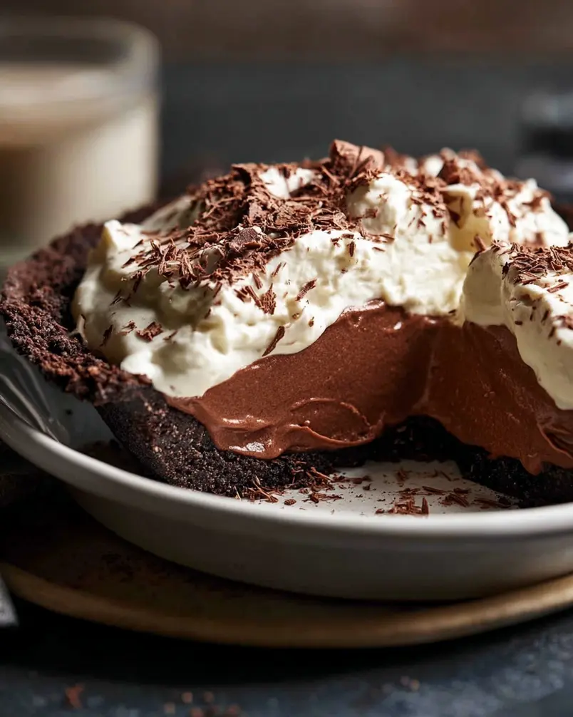 Chocolate Cream Pie 3 Homemade chocolate cream pie cooling on a wire rack