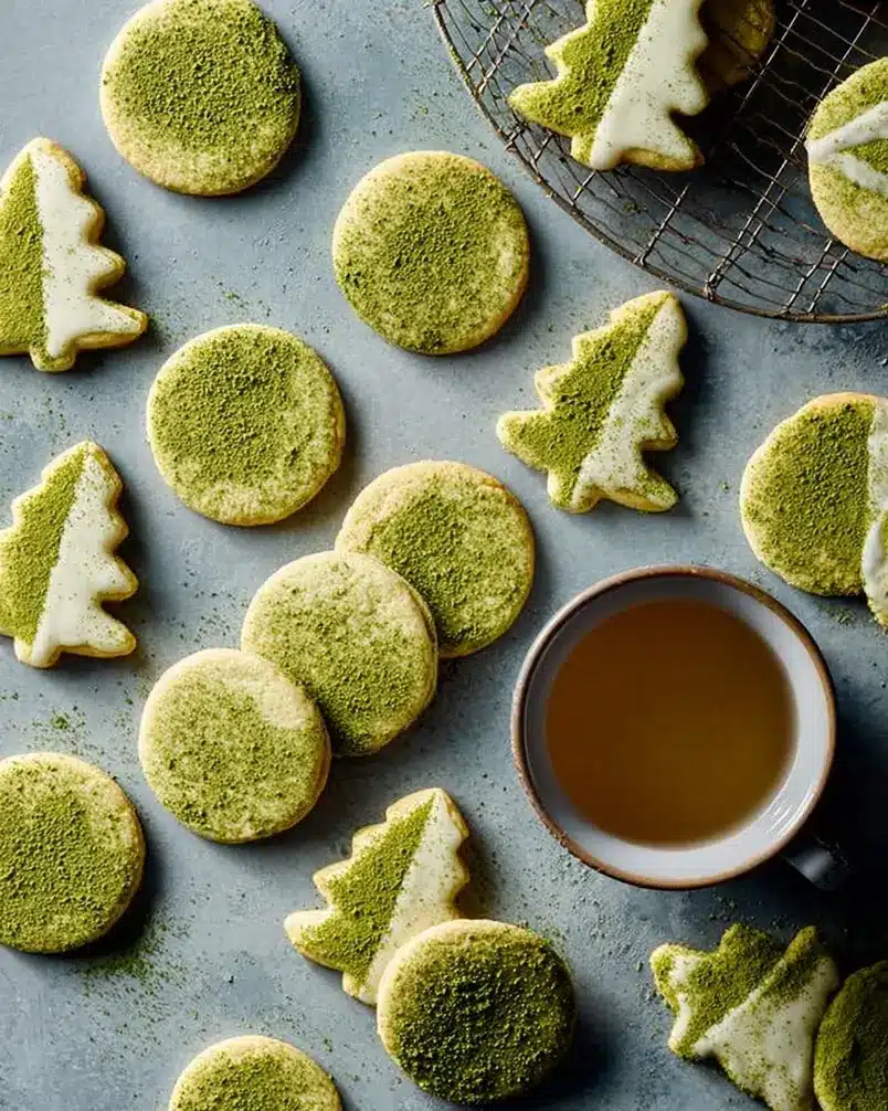 Matcha Sugar Cookies 3 Dough for Matcha Sugar Cookies being rolled out on a floured surface