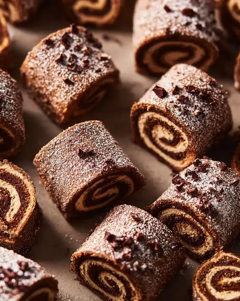 Bûche de Noël Cookies 3 Cookies being glazed and decorated