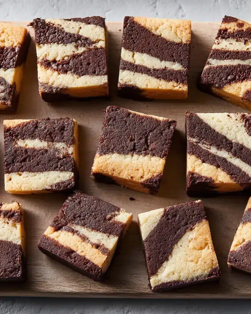 Spiced Chocolate Marble Shortbread 2 A swirl of light and dark cookie dough being prepared for baking, demonstrating the marble effect.