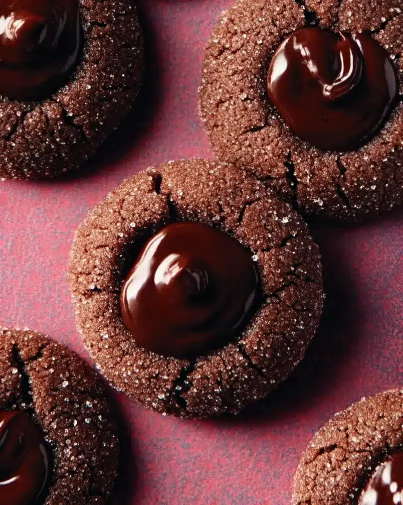 Double-Chocolate Thumbprint Cookies 3 Chocolate filling being prepared for Double-Chocolate Thumbprint Cookies