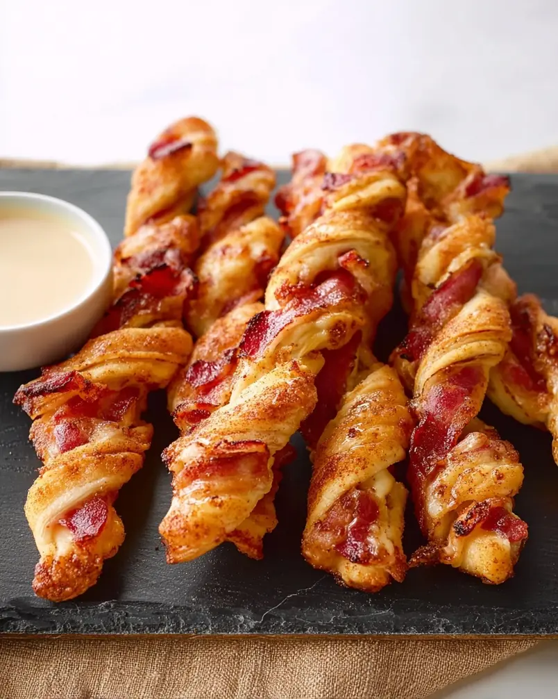 Cinnamon Roll Bacon Twists 3 Cinnamon Roll Bacon Twists baking in an oven
