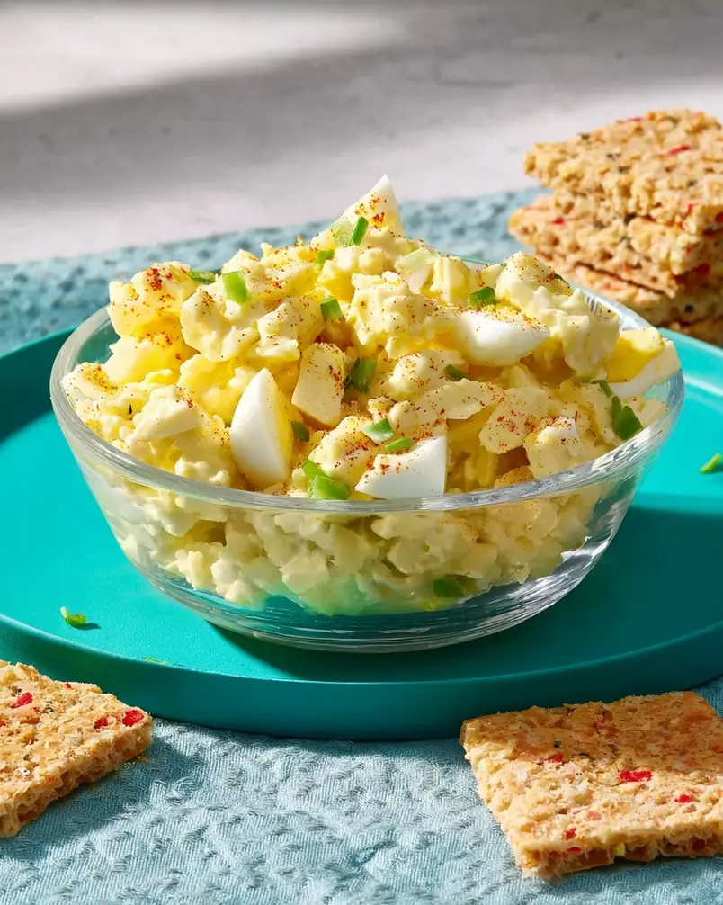 Simple Egg Salad 3 A pot of boiling water with eggs being gently lowered into it, the start of the egg salad preparation process.