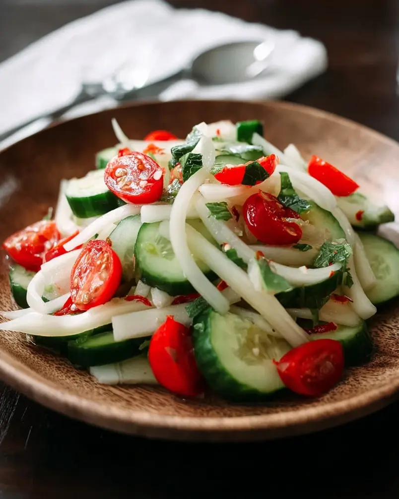 Summer Cucumber Jicama Salad 2 A vibrant summer cucumber jicama salad being prepared with fresh ingredients