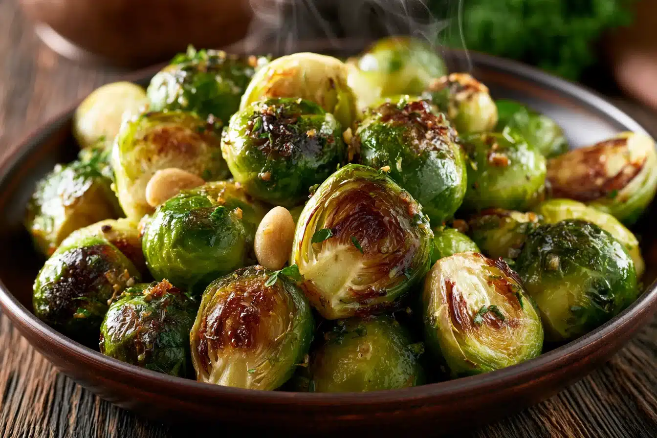 Garlic Butter Roasted Brussels Sprouts 2 Garlic Butter Roasted Brussels Sprouts