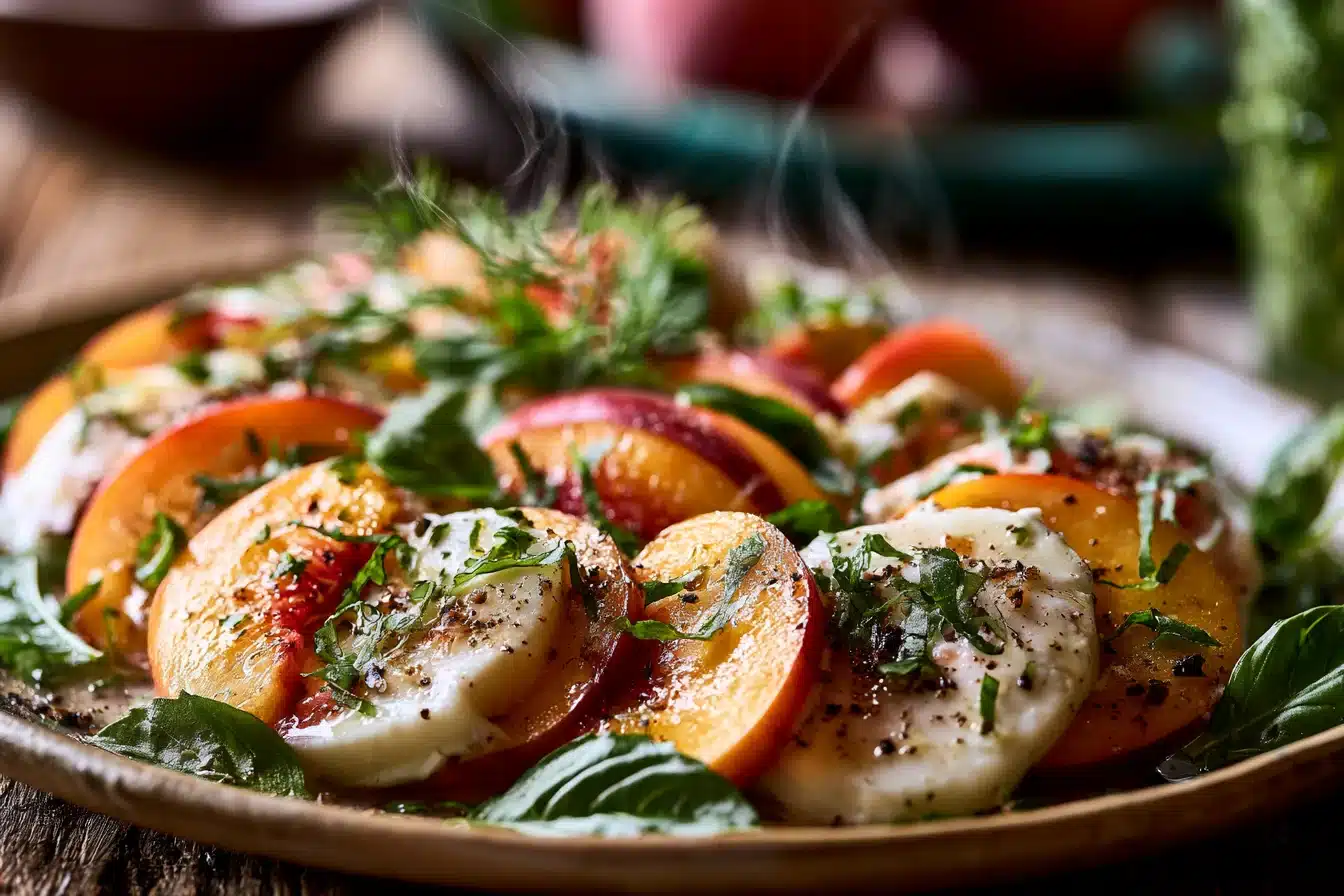 Peach and Basil Caprese Salad 2 Peach and Basil Caprese Salad