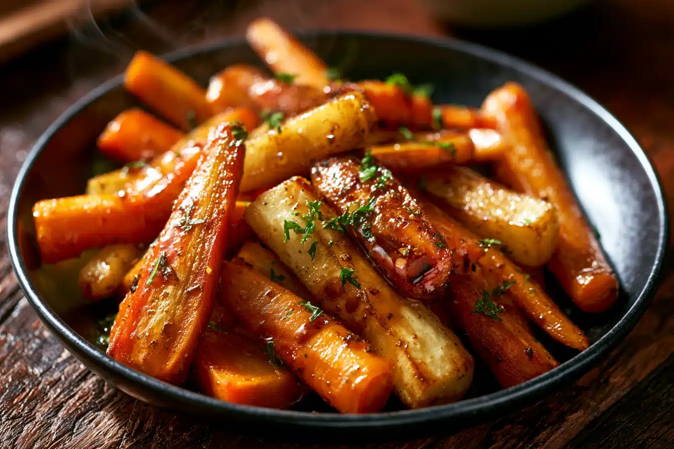 Honey Balsamic Glazed Roasted Carrots and Parsnips 2 Honey Balsamic Glazed Roasted Carrots and Parsnips