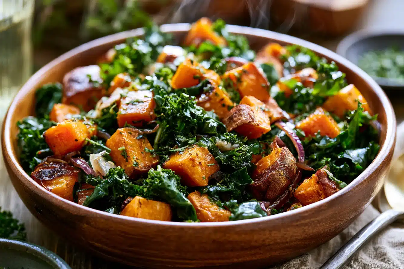 Savory Sweet Potato and Kale Salad 2 Savory Sweet Potato and Kale Salad