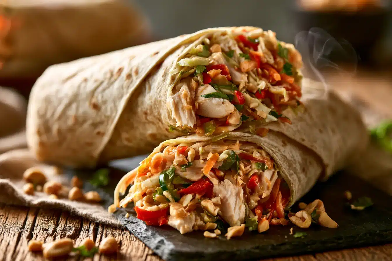 Spicy Thai Peanut Chicken Wraps 2 Spicy Thai Peanut Chicken Wraps