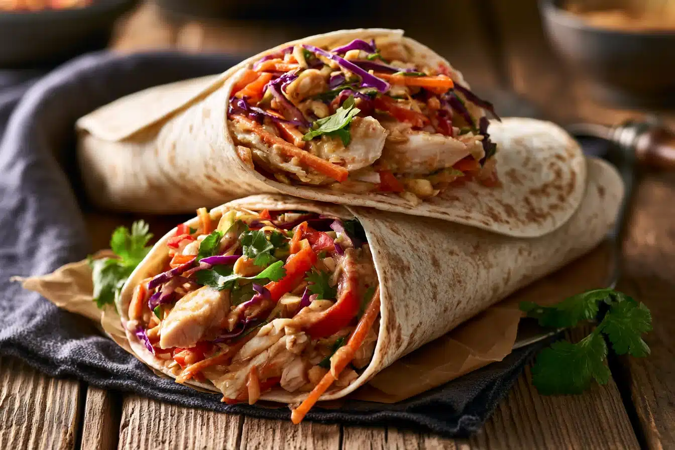 Spicy Thai Peanut Chicken Wraps 3 Spicy Thai Peanut Chicken Wraps